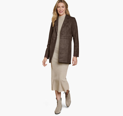 Johnston Murphy Women's Faux-Suede Long Blazer