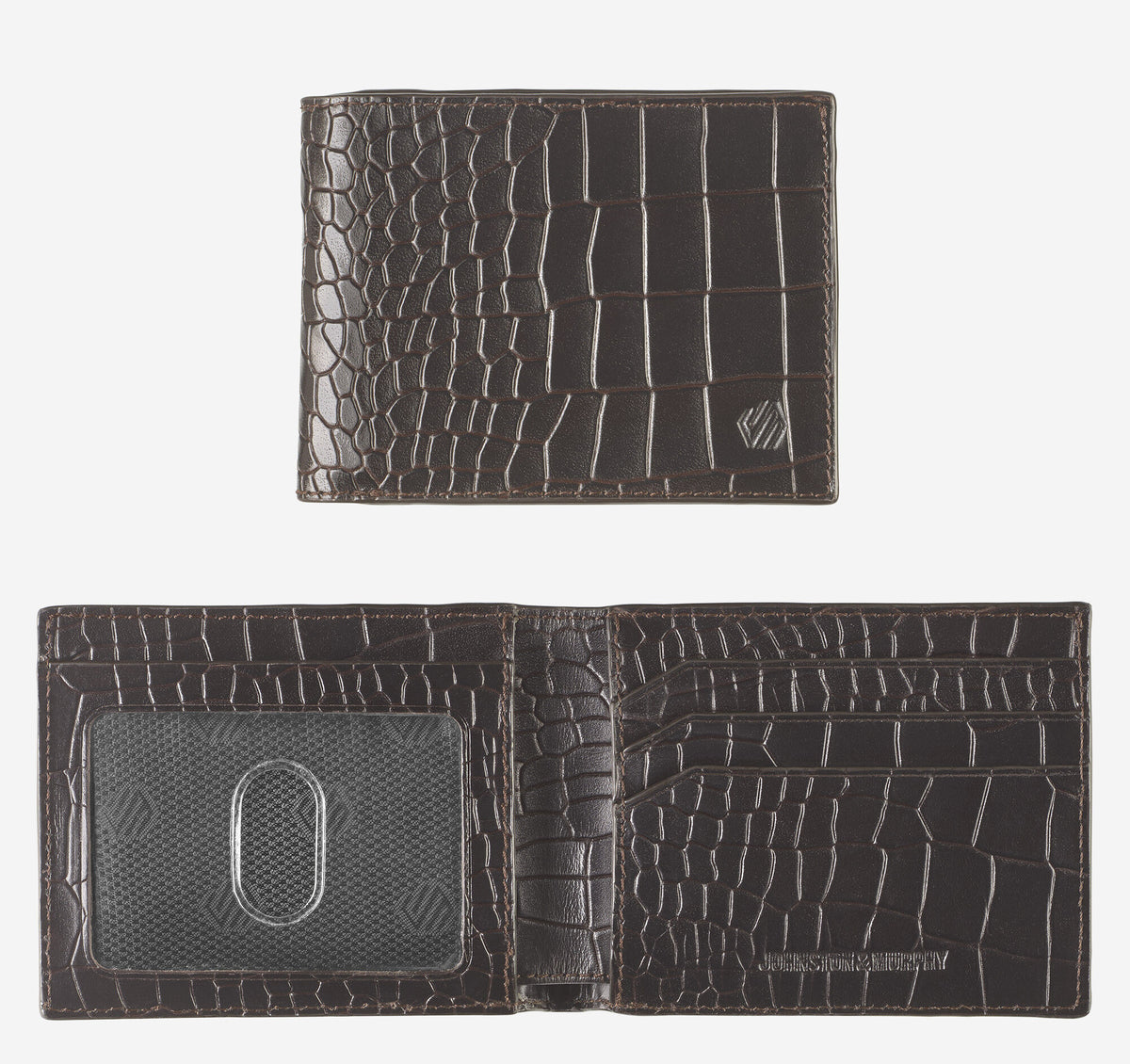 Johnston Murphy Men's Croc-Embossed Leather Billfold Wallet