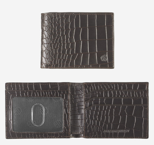 Johnston Murphy Men's Croc-Embossed Leather Billfold Wallet