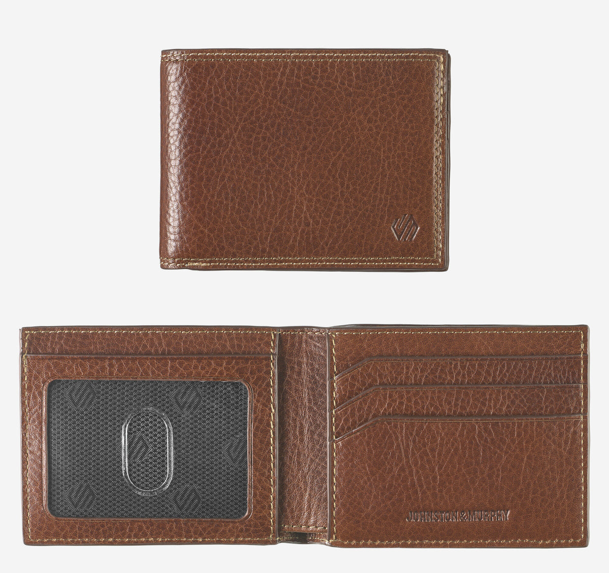 Johnston Murphy Men's Double Contrast Stitch Billfold Wallet
