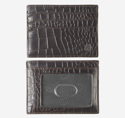 Johnston Murphy Men's Croc-Embossed Weekender Card Wallet