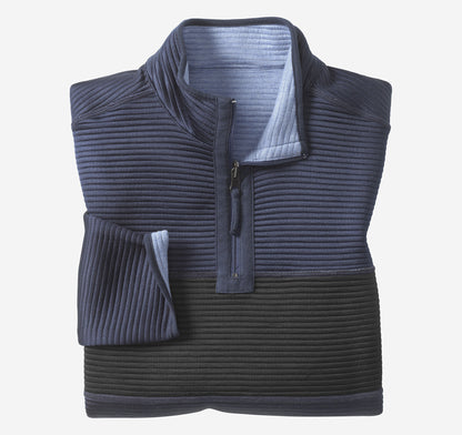Johnston Murphy Men's Reversible Colorblock Channel-Quilted Quarter-Zip