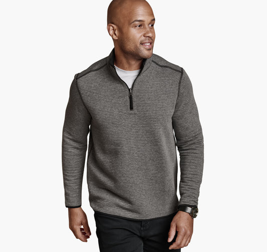 Johnston Murphy Men's Reversible Channel-Quilted Quarter-Zip