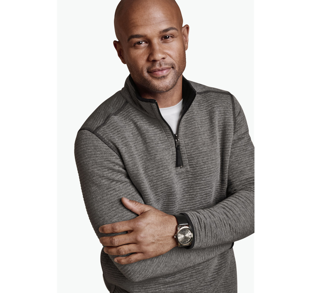 Johnston Murphy Men's Reversible Channel-Quilted Quarter-Zip