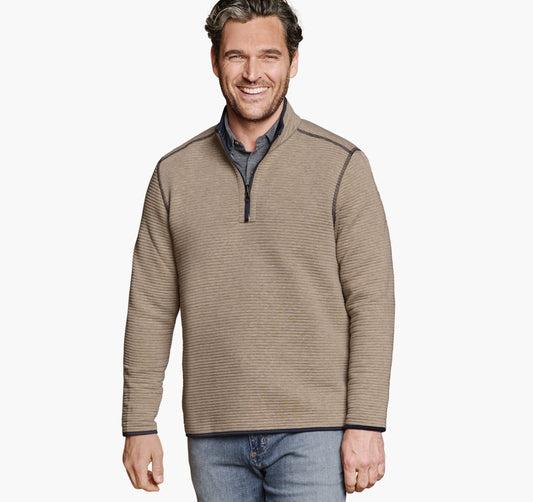 Johnston Murphy Men's Reversible Channel-Quilted Quarter-Zip