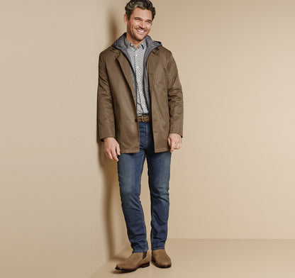 Johnston Murphy Men's Upton Water-Resistant Raincoat with Removable Liner