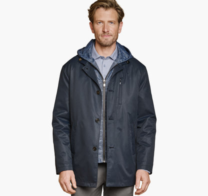 Johnston Murphy Men's Upton Water-Resistant Raincoat with Removable Liner