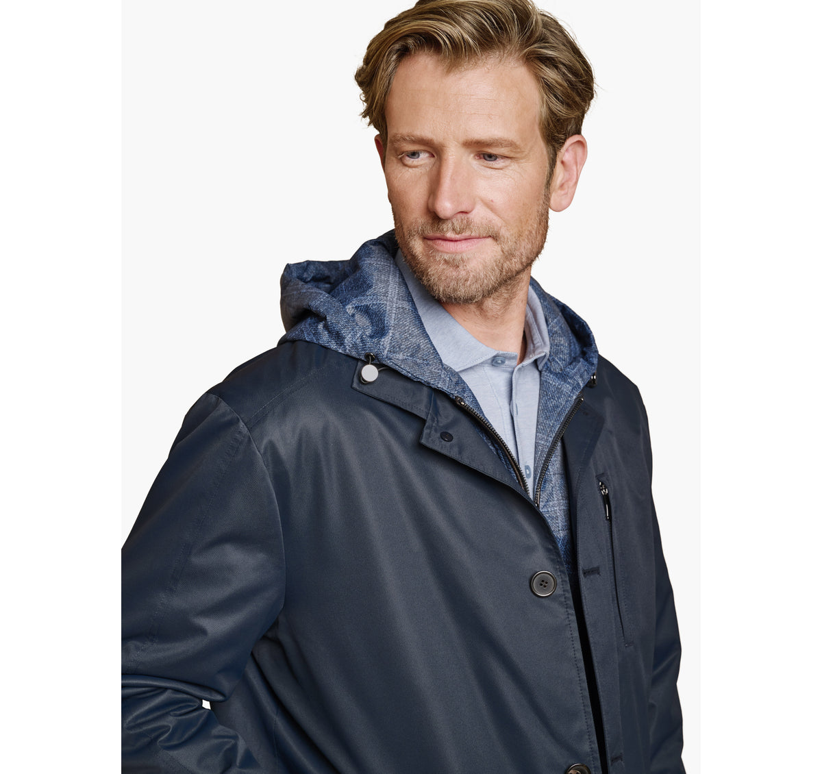 Johnston Murphy Men's Upton Water-Resistant Raincoat with Removable Liner