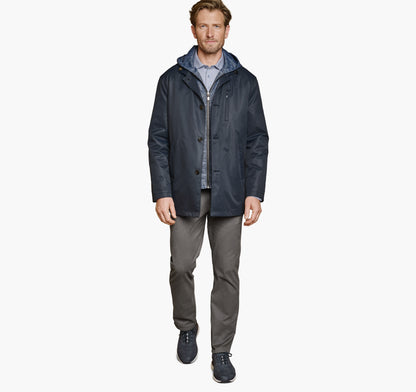 Johnston Murphy Men's Upton Water-Resistant Raincoat with Removable Liner