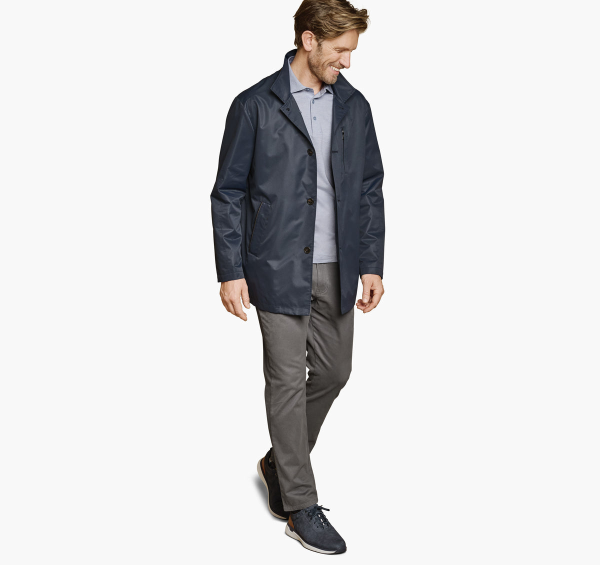 Johnston Murphy Men's Upton Water-Resistant Raincoat with Removable Liner
