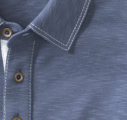 Johnston Murphy Men's Vintage Slub Long-Sleeve Polo