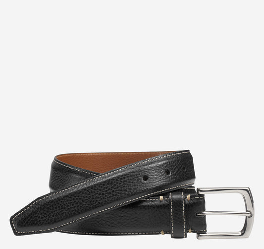 Johnston Murphy Men's Topstitched Leather Belt