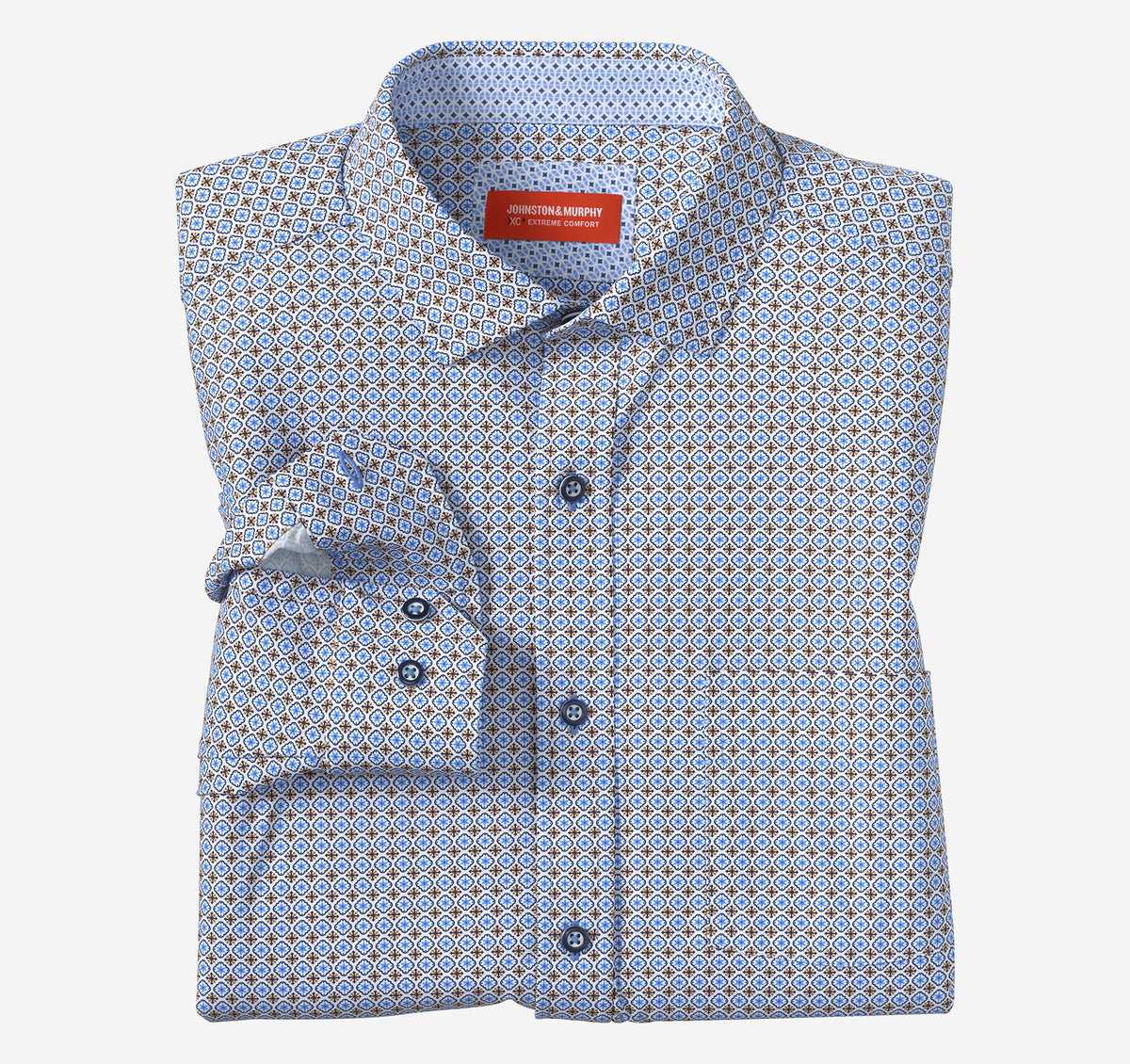 Johnston Murphy Men's XC4® Motion Long-Sleeve Print Knit Shirt